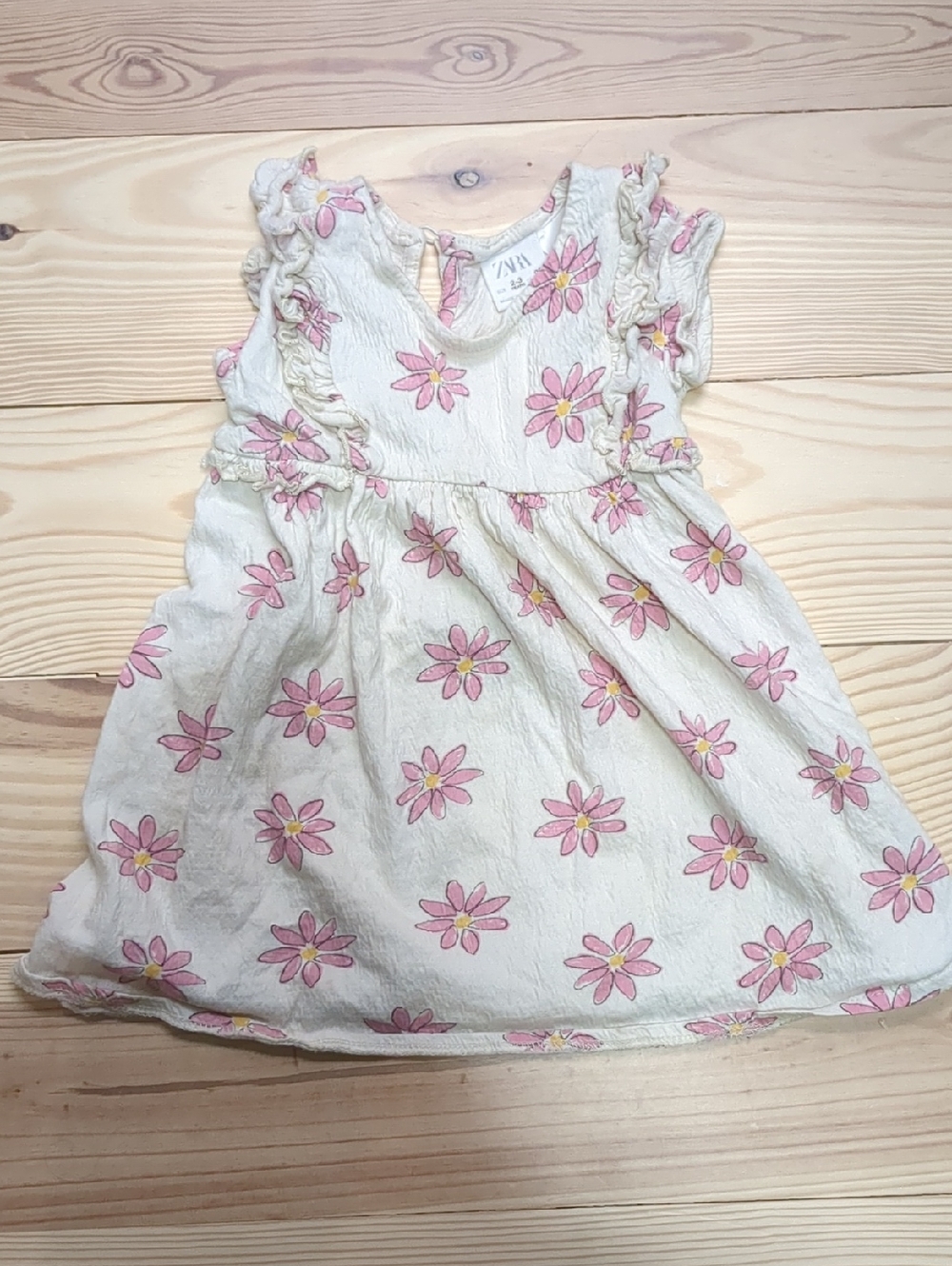 Zara Kids Cream Dress with Pink Floral Print